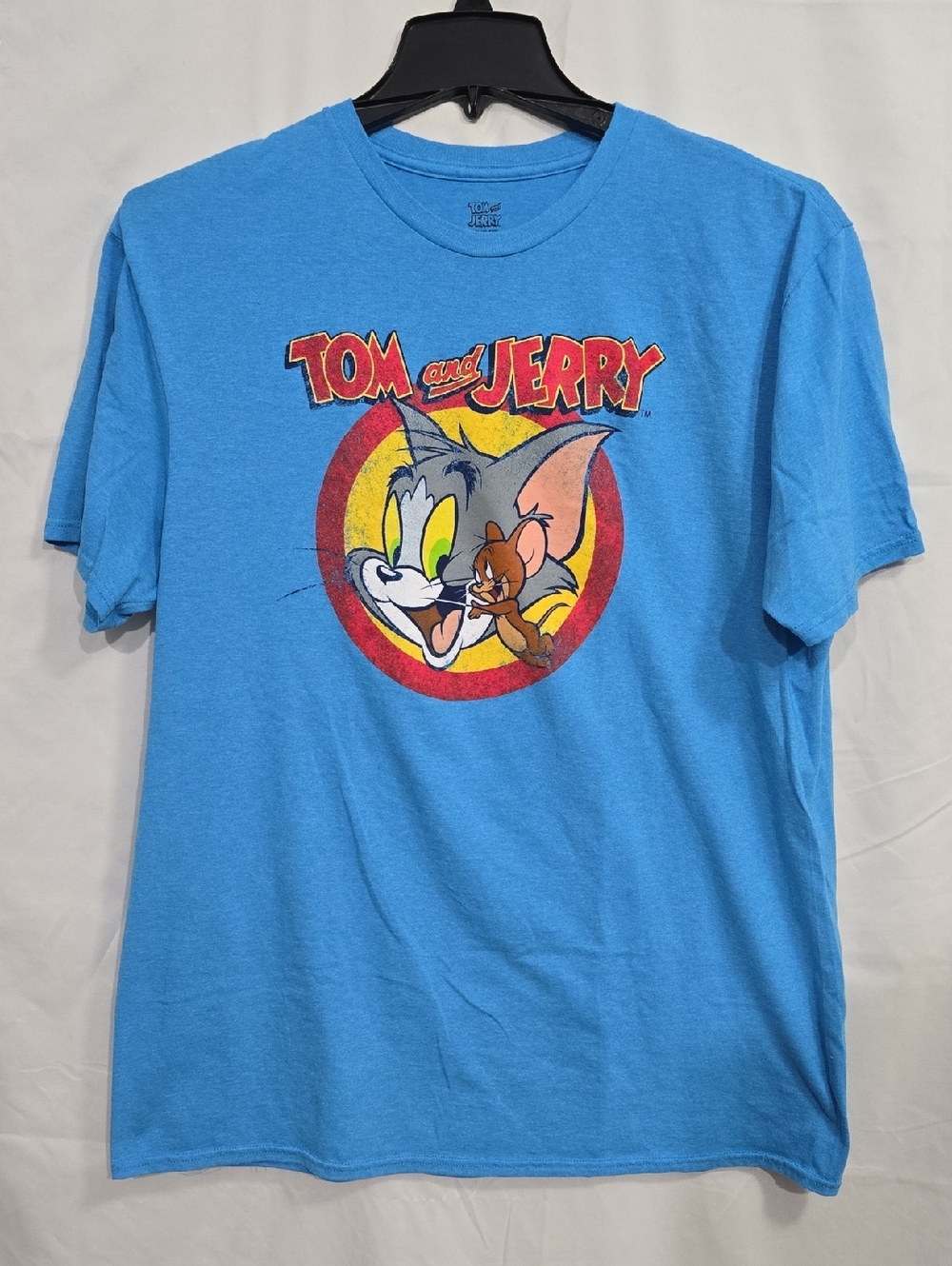 Tom and Jerry Men's XL Blue Red Yellow T-Shirt w/ Large Front Graphic